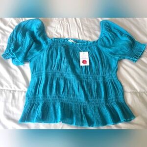 Chic Blue Off-Shoulder Top